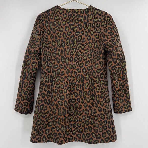 Dolce Cabo Leopard Print Long Coat – Brown/Gold – Size S - Picture 6 of 14